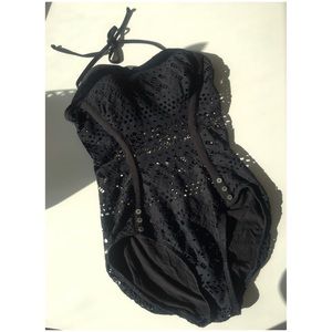 Robin Piccone Crochet Overlay Swimsuit